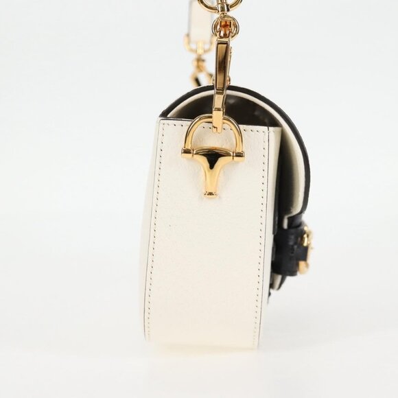 GUCCI Adidas Collaboration Horsebit Bag Leather 2way White 722009 Auth ac3794AM - Picture 5 of 16